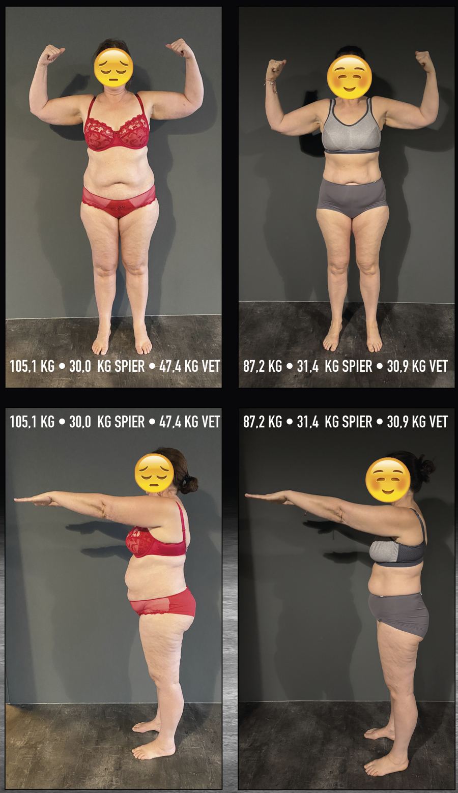Klant voor en na: van 105,1 naar 87,2 kilo