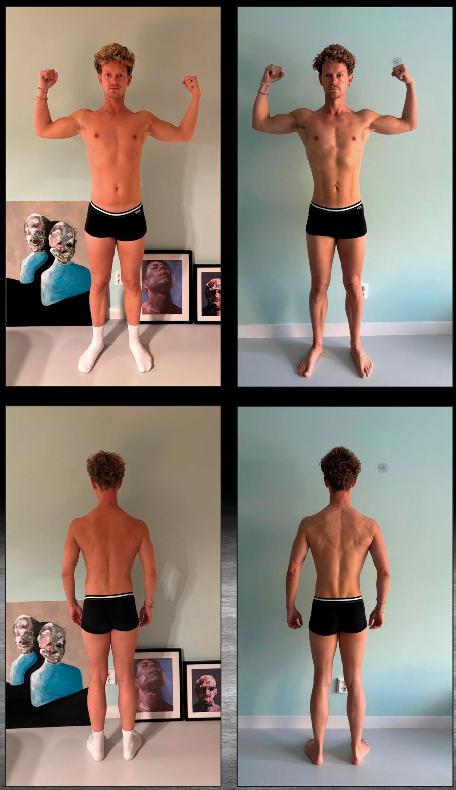 Sjoerd voor en na: meer spier, smallere buik
